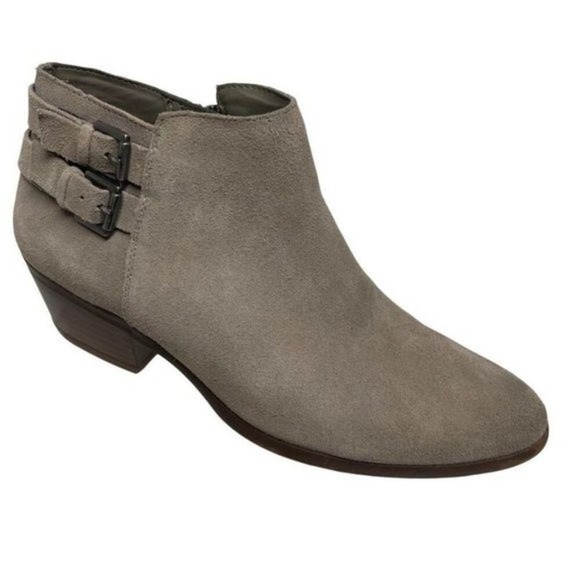 Sam Edelman Petal Suede Ankle Boots Buckle Detail Taupe Booties Women's Size 8.5 - Picture 1 of 11